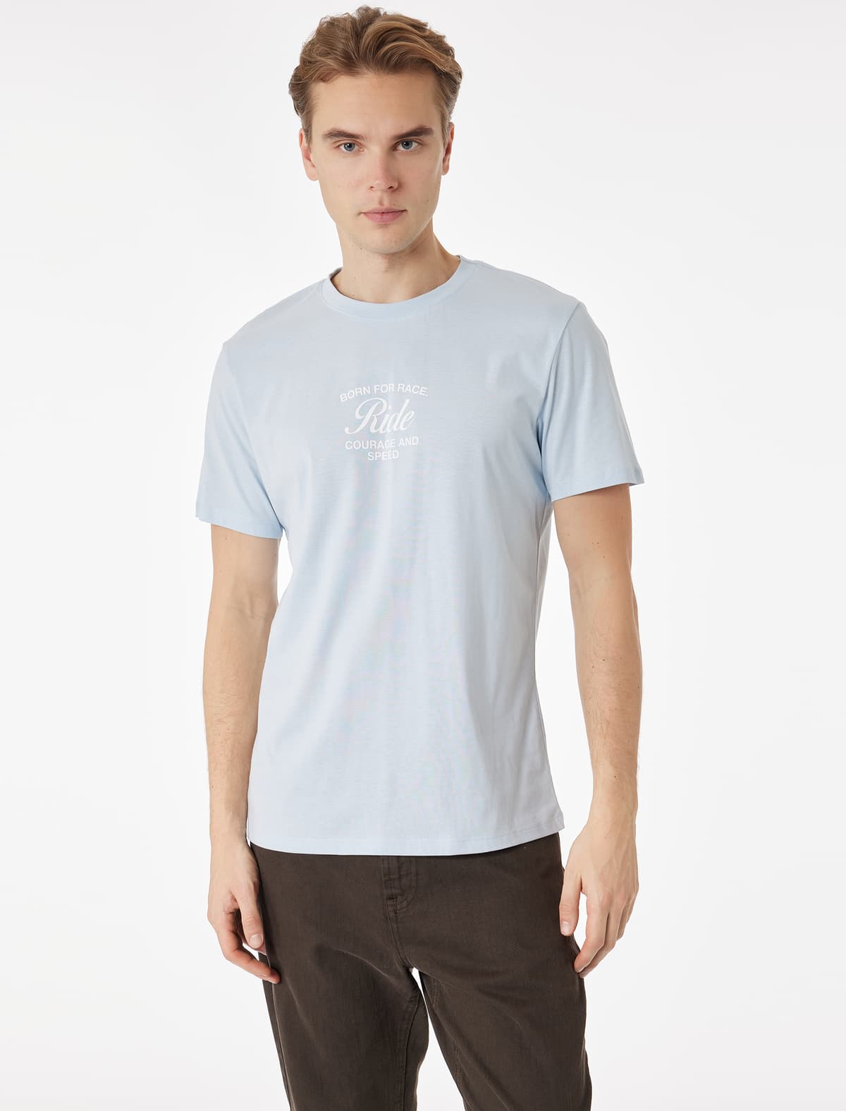 Regular Fit Qısaqol Pambıq Crew Boyun Çaplı T-shirt