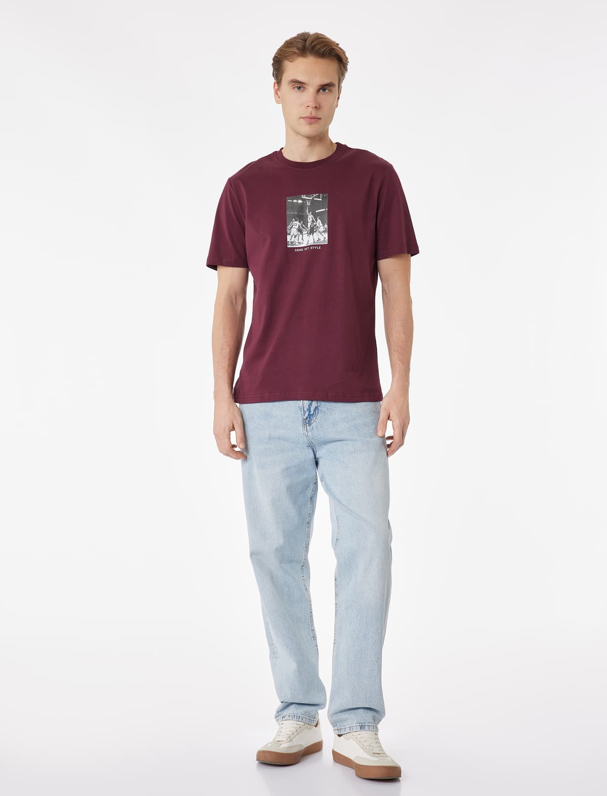 Regular Fit Qısaqol Ekipaj Yaka Pambıq Çaplı T-shirt
