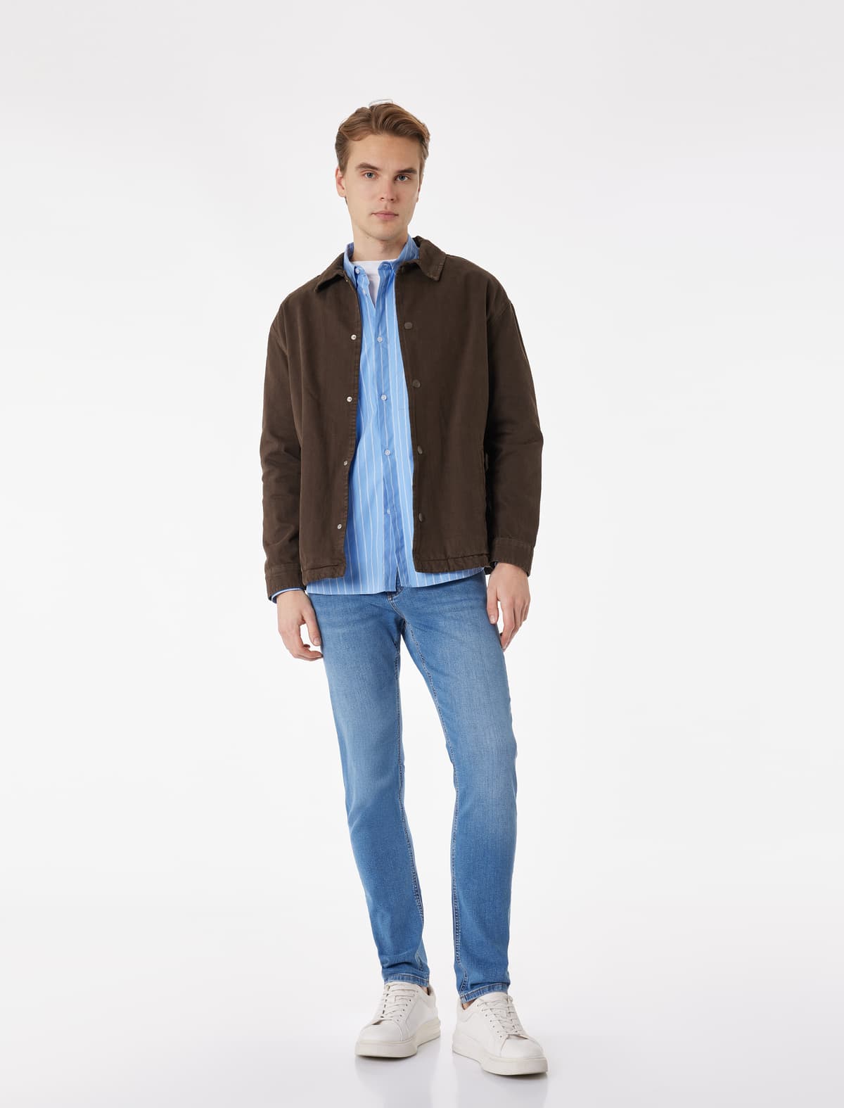 Düyməli Cib Detallı Normal Bel Slim Fit Jean Şalvar - Brad Jean