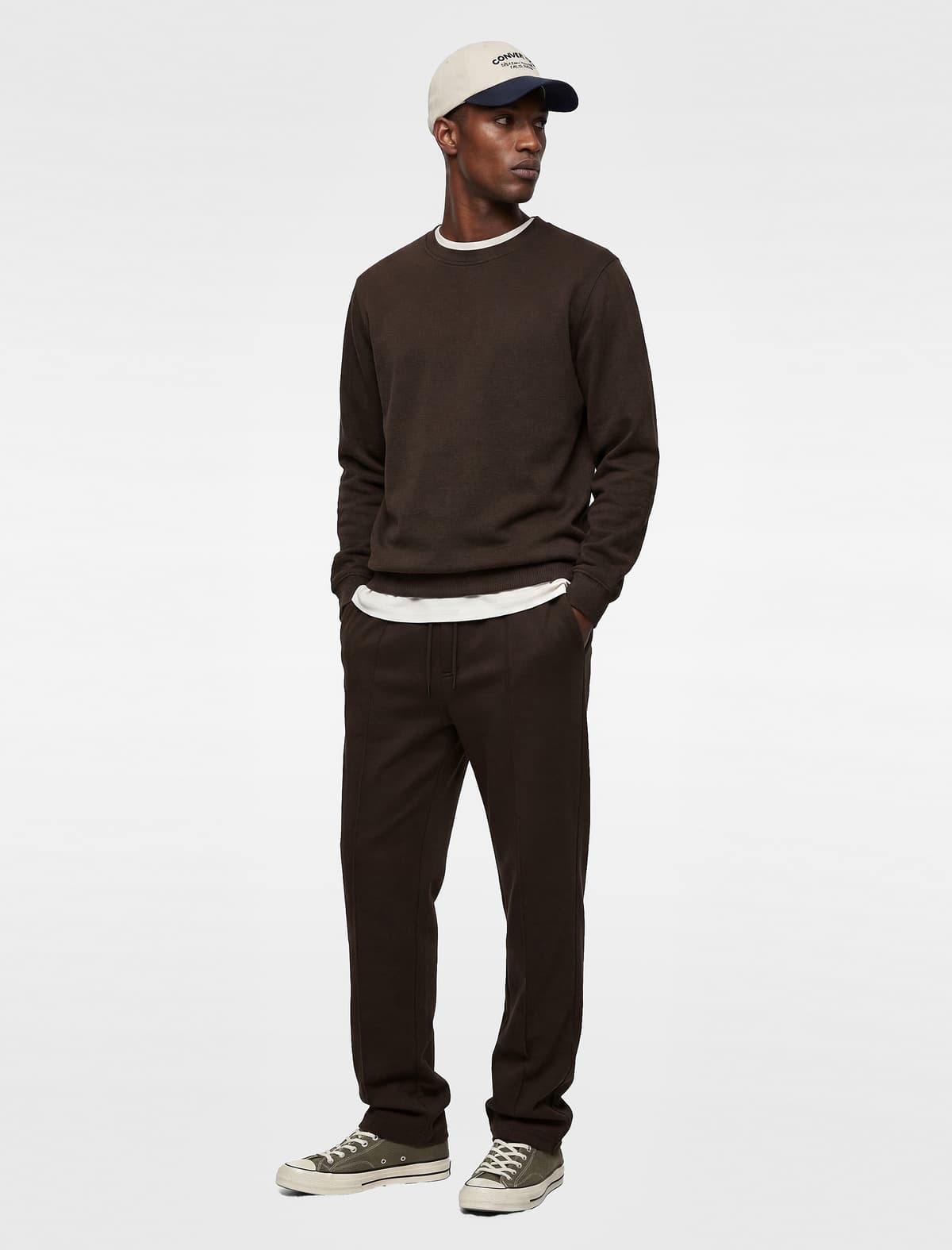 Pambıq Normal Fit Uzunqol Ekipaj Yaka Əsas Sweatshirt