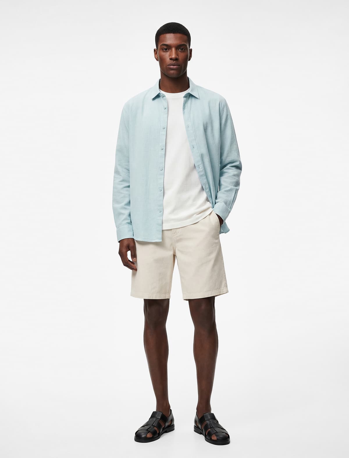 Normal fit Klassik Yaxalı Pambıq Uzunqol Tişört