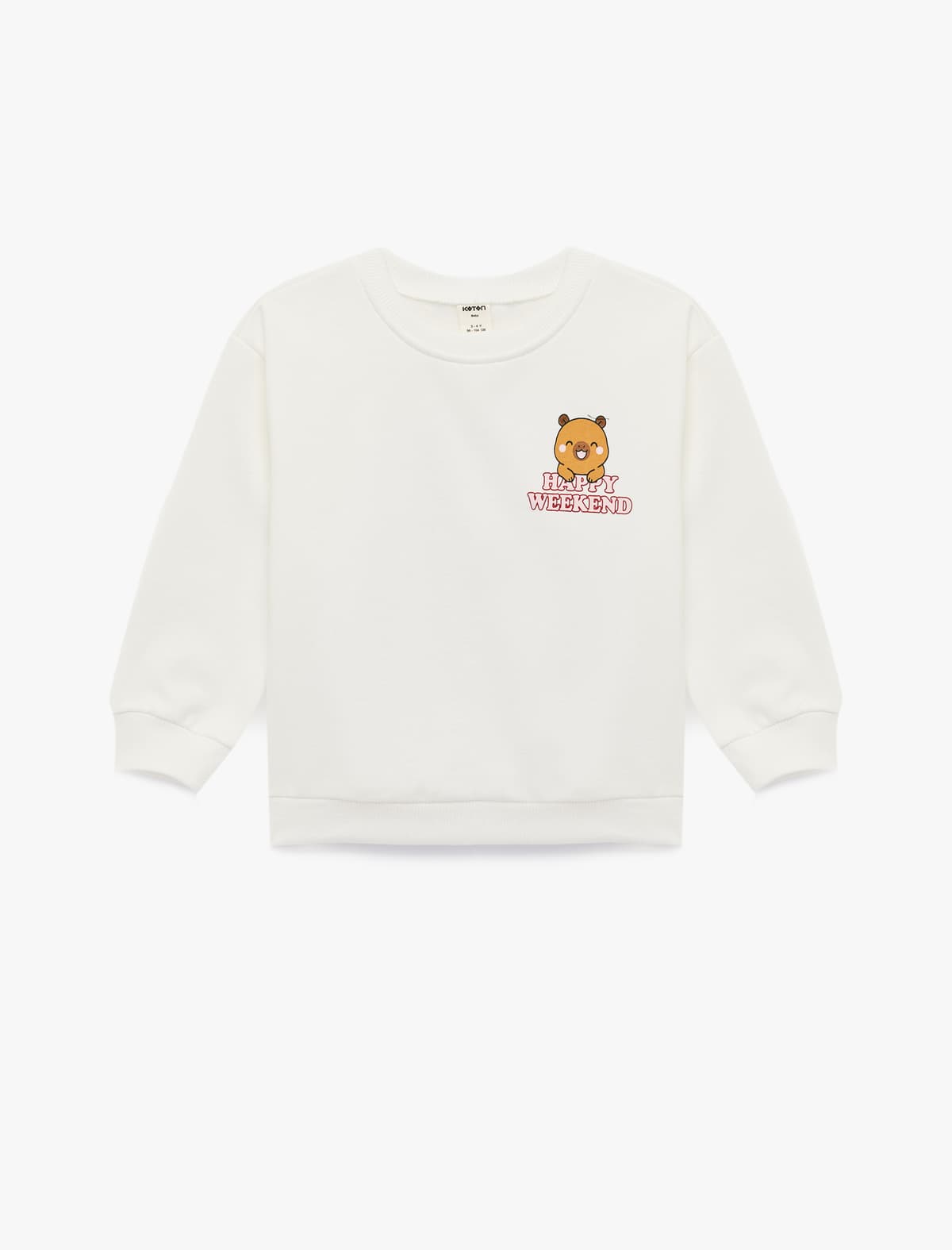 Uzunqol Dəyirmi yaxa Pambıq Teddy Bear Çaplı Sweatshirt