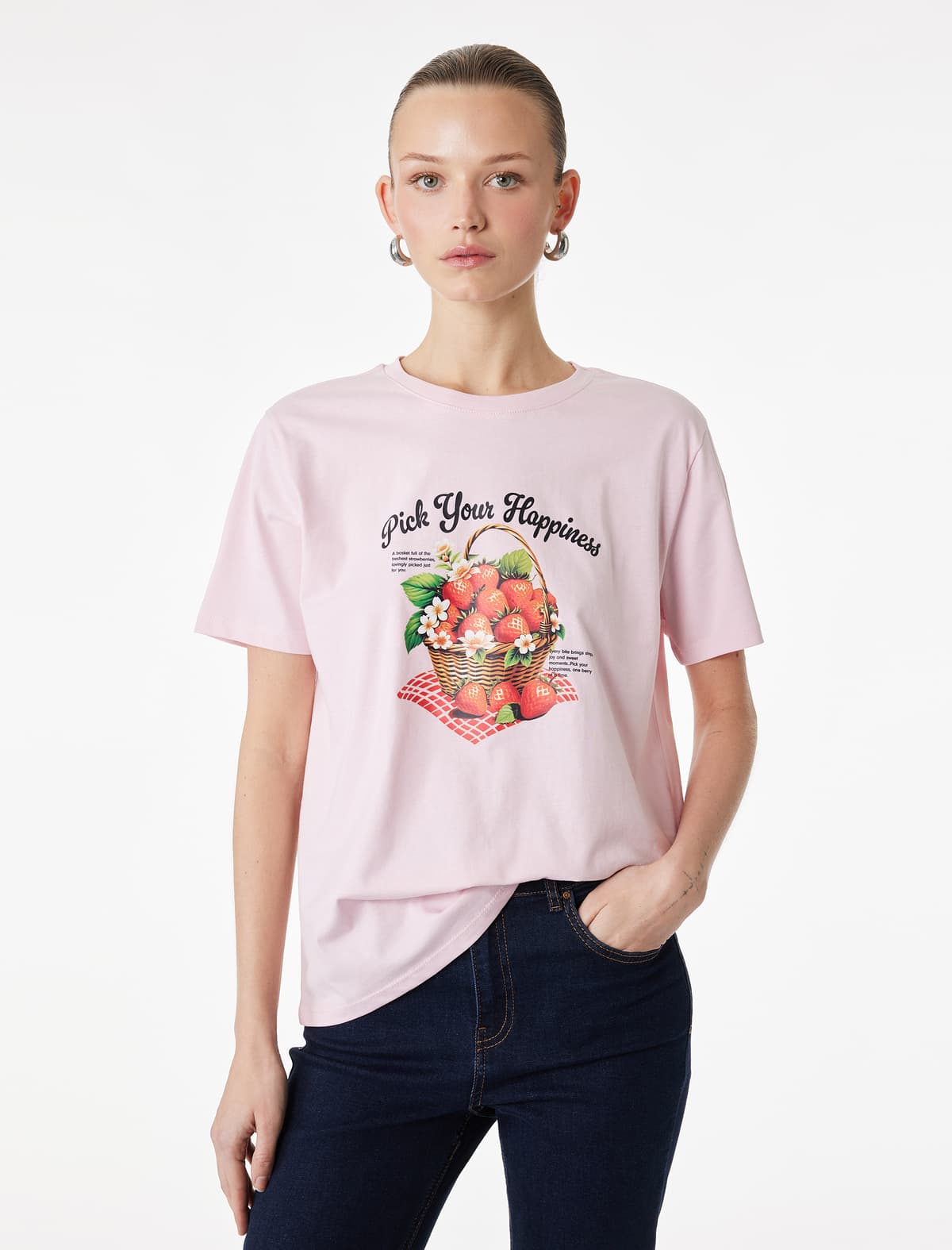 Regular Fit Qısaqol Ekipaj Yaka Pambıq Çaplı T-shirt