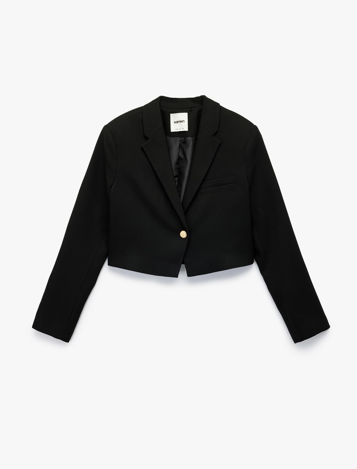 Uzunqol Qoşa Döşlü Düyməli Crop Blazer Gödəkçə