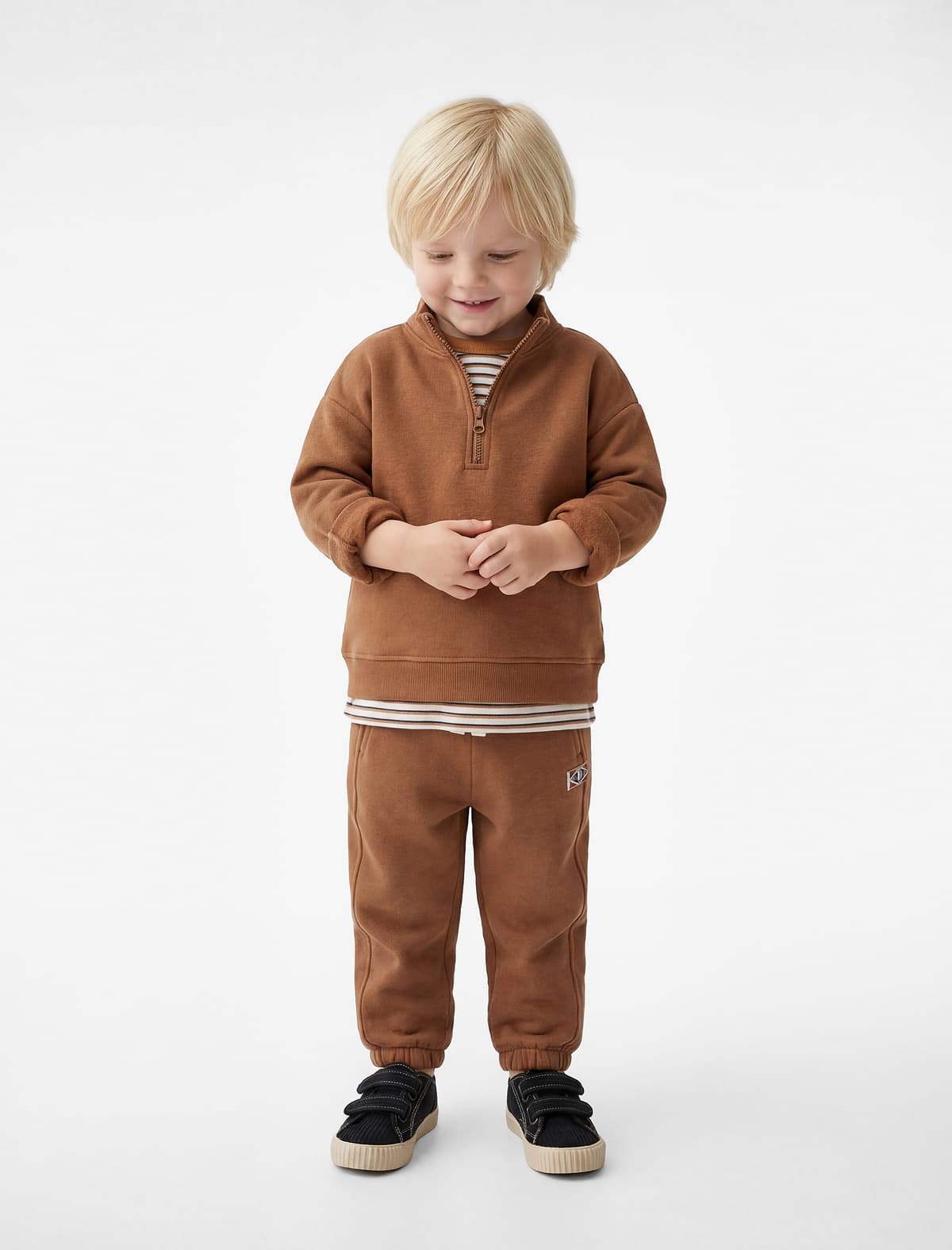 Pambıq Uzunqol Yarım Fermuar Standlı Yaxası Sweatshirt