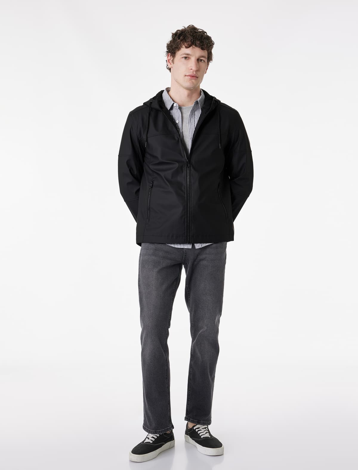 Uzunqol Fermuarlı Slim fit Kapşonlu Yağışlıq