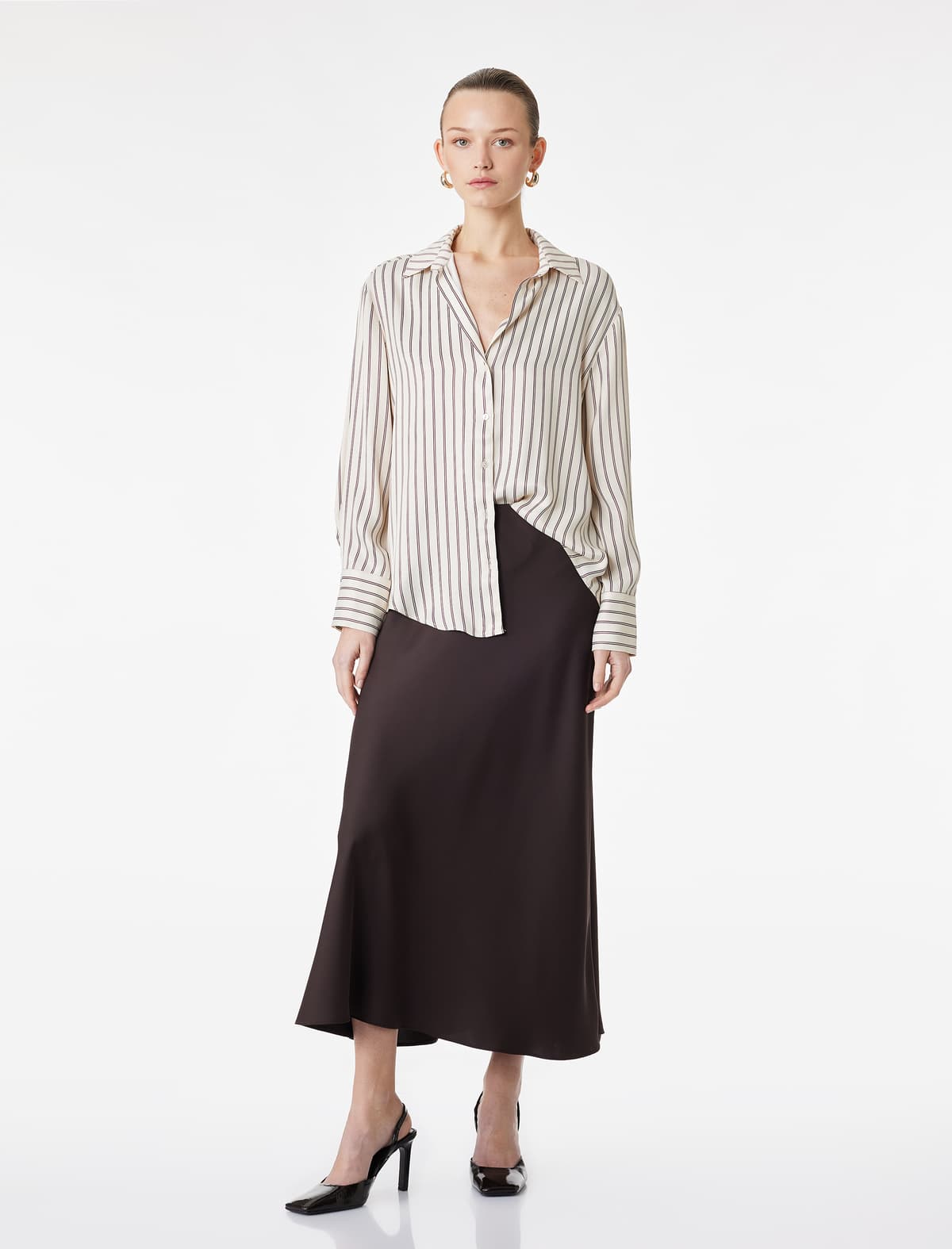Normal Bel Midi Satin A-Line Etek
