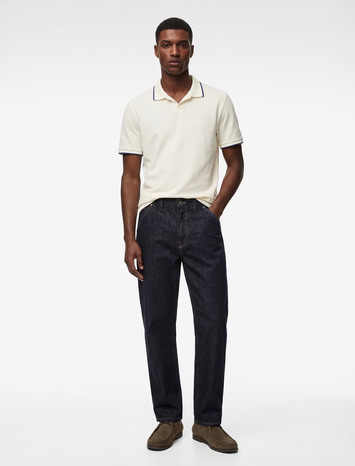Pambıq Qısaqol Pike Parça Zolaqlı Slim Fit Polo Yakalı Tişört