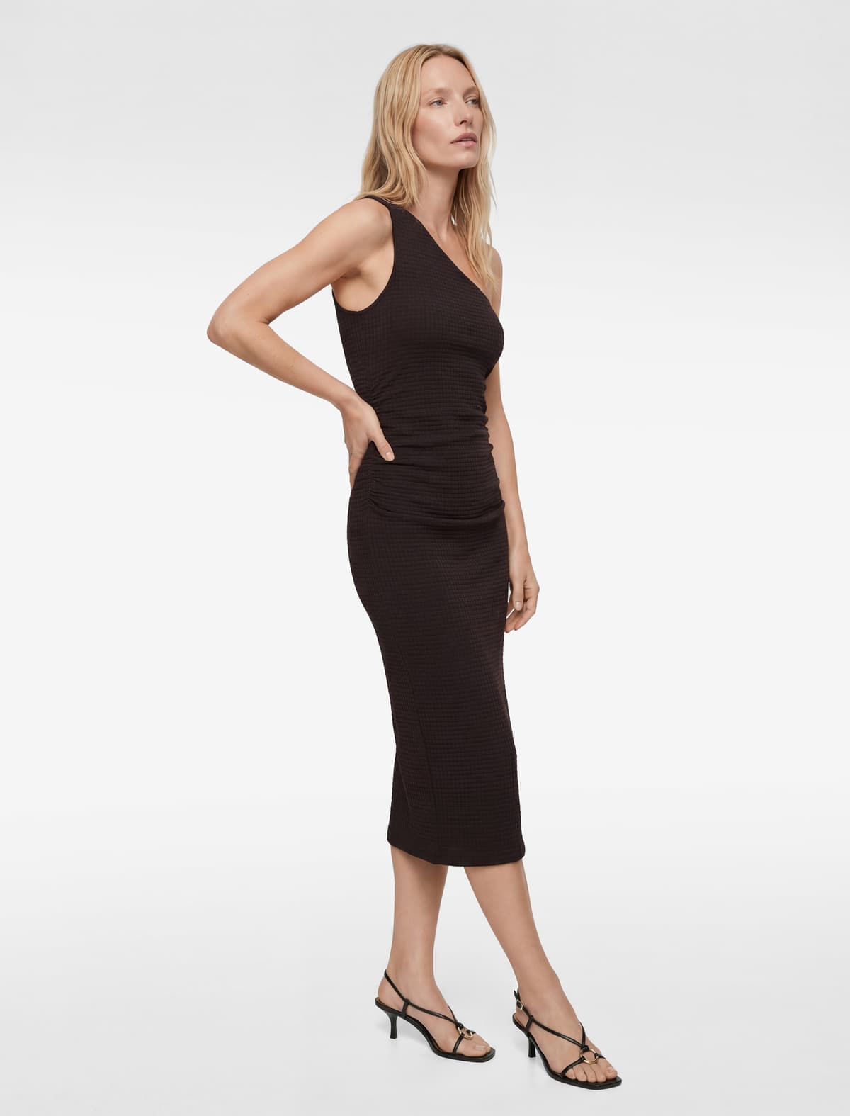Bürümcük Parça Slim fit Draped Qolsuz Bir Çiyin Qələm Don