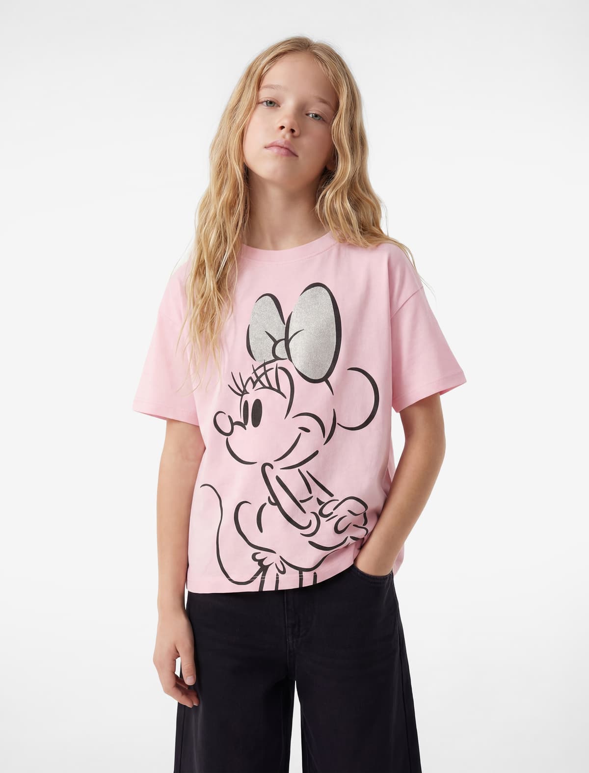 Pambıq Minnie Mouse Çaplı Lisenziyalı Qısaqol T-shirt