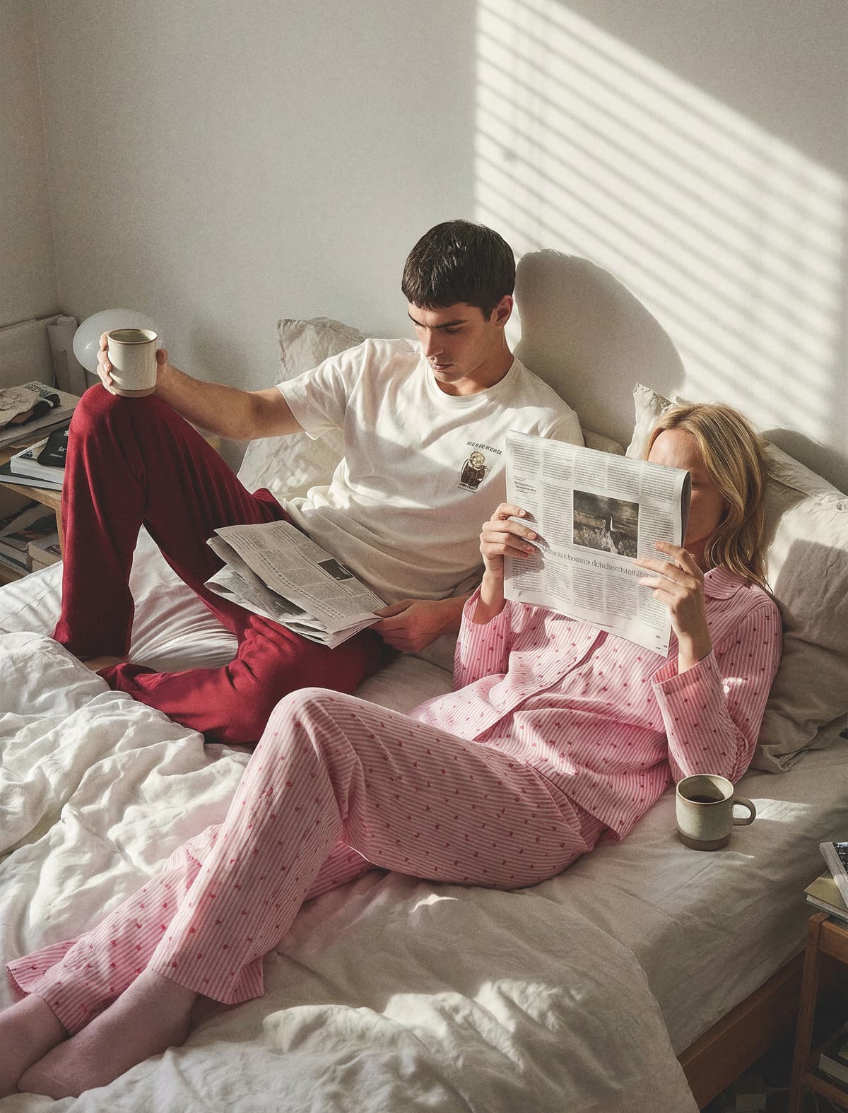 Rahat Fit Ürək Naxışlı Krujeva Detallı Toxunmuş Poplin Pijama Altı