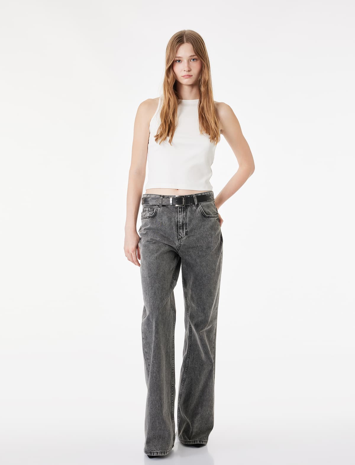 Cotton Crew Yaka Slim Fit Qolsuz Bluza