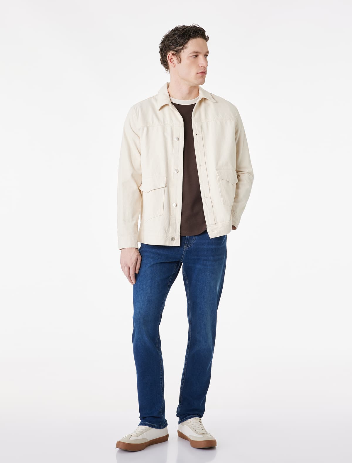 Düyməli Cib Detallı Normal Bel Slim Fit Jean Şalvar - Brad Jean