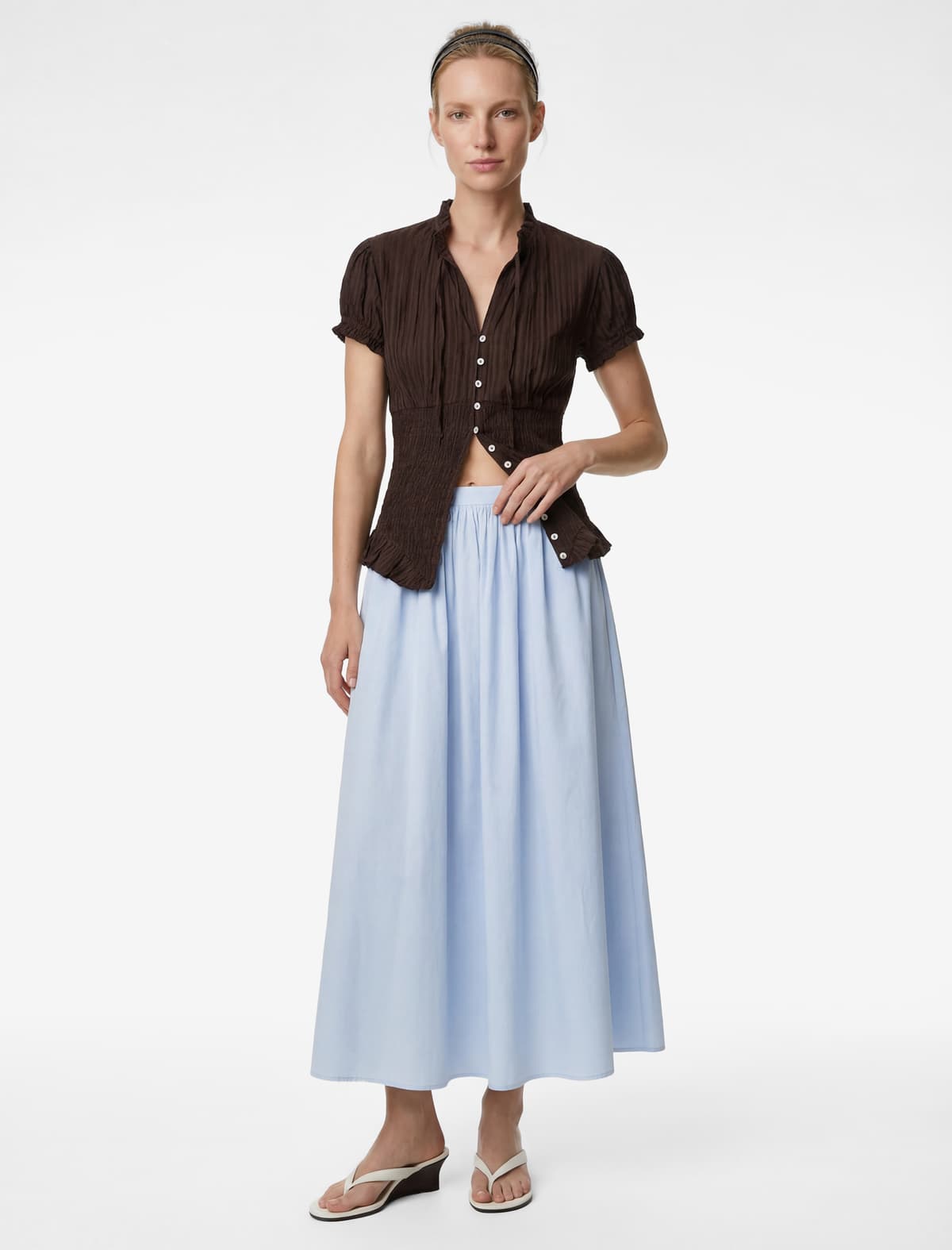 Pambıq A-Line Poplin Midi Etek