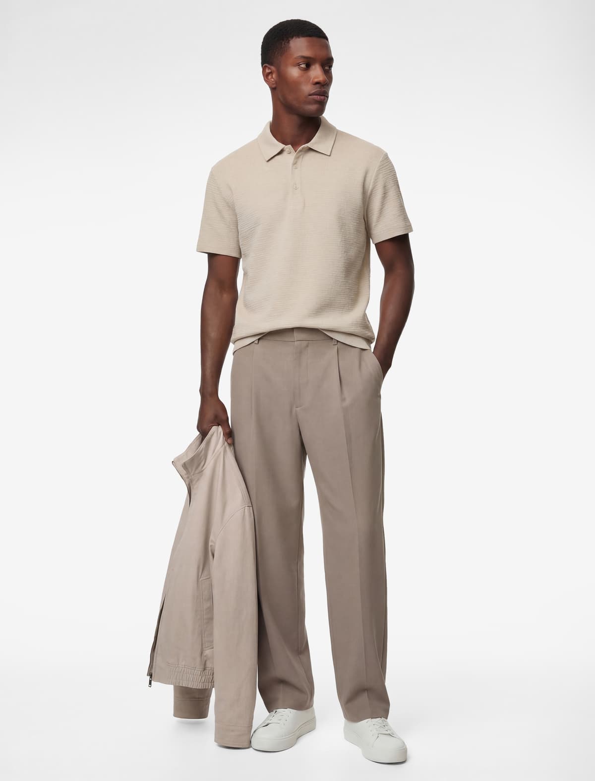 Normal fit Qısaqol Teksturalı Pambıq Polo Yaxalı tişört