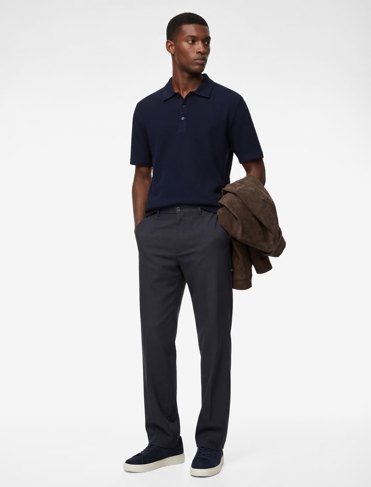 Normal fit Qısaqol Teksturalı Pambıq Polo Yaxalı tişört