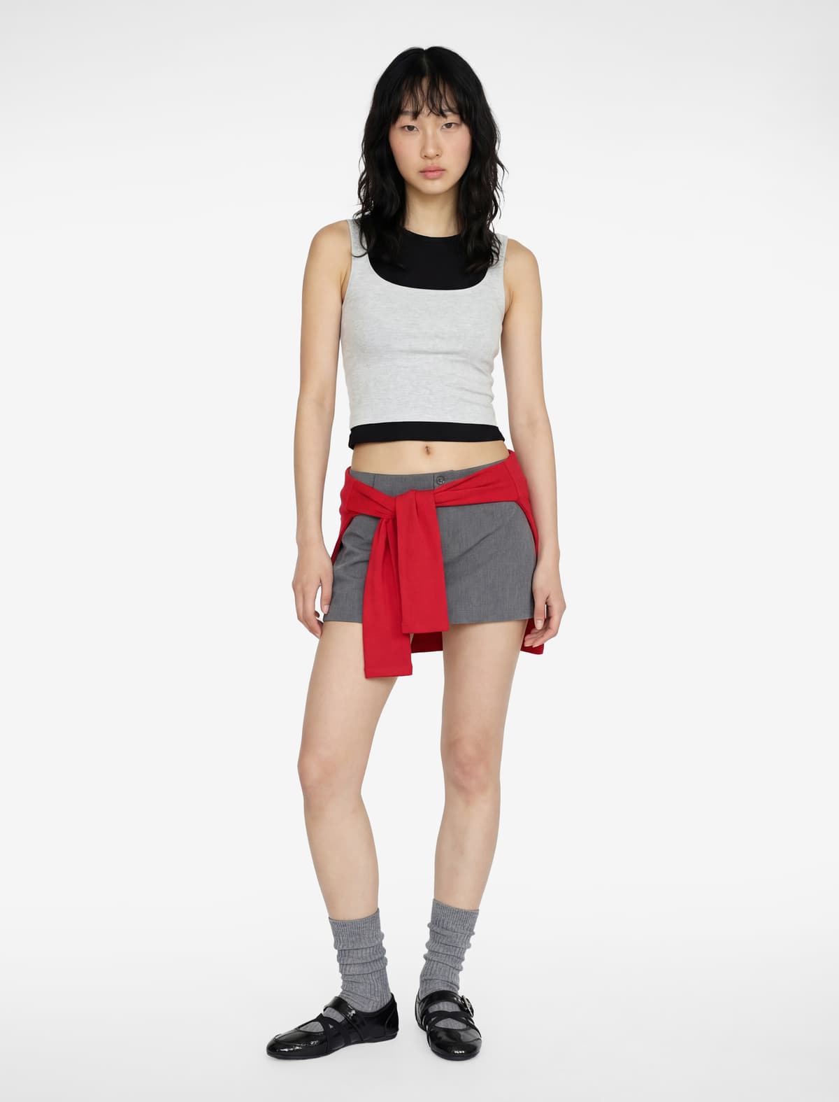 Slim fit Qolsuz Kvadrat Yaxalı Pambıq Bluza
