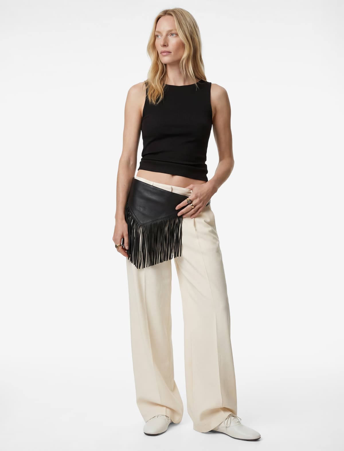 Pambıq Slim fit Qolsuz Qayıq Yaxalı Bluza