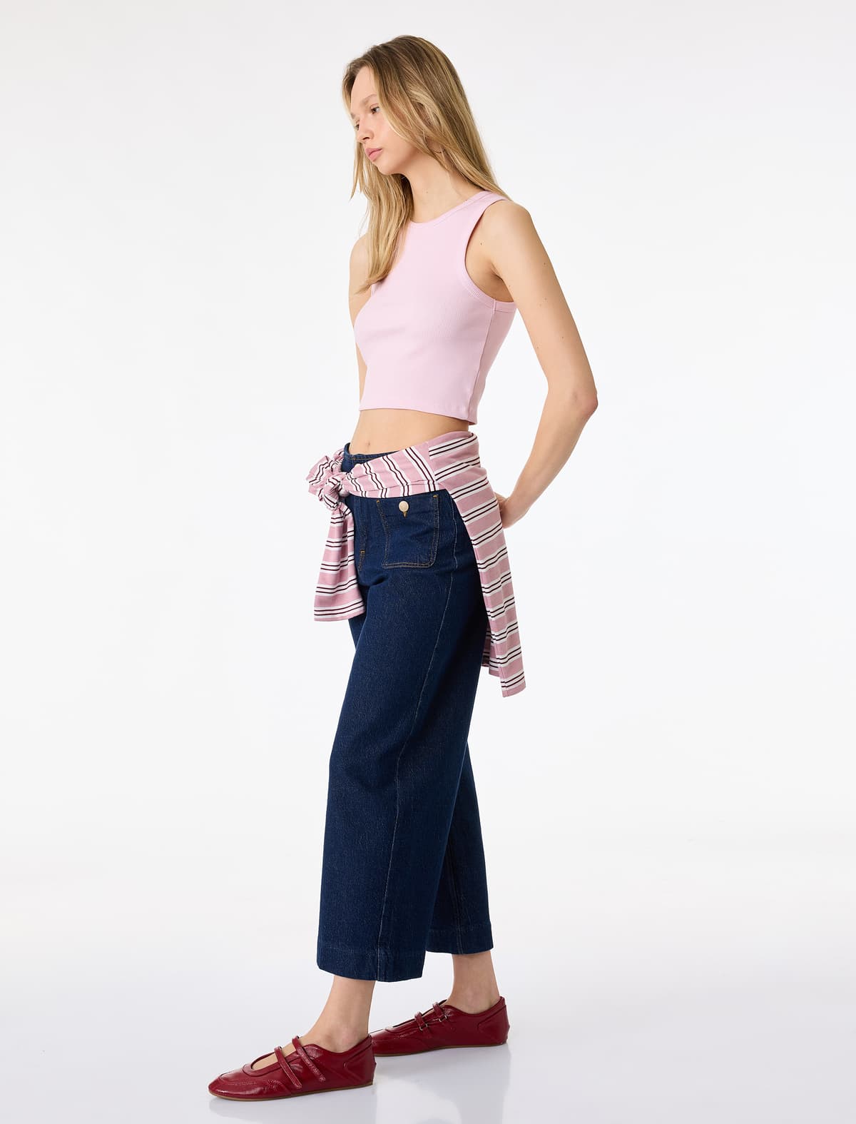 Pambıq Cib Normal Bel Culotte Şalvar - Culotte Jeans