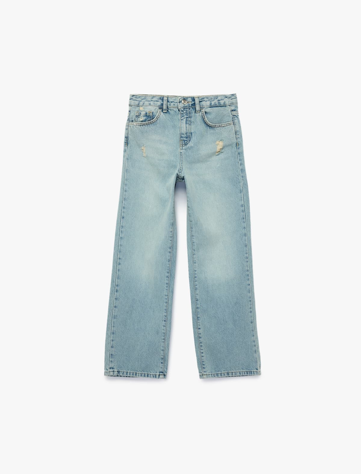 Pambıq Cibli Geniş Paçalı Denim Şalvar