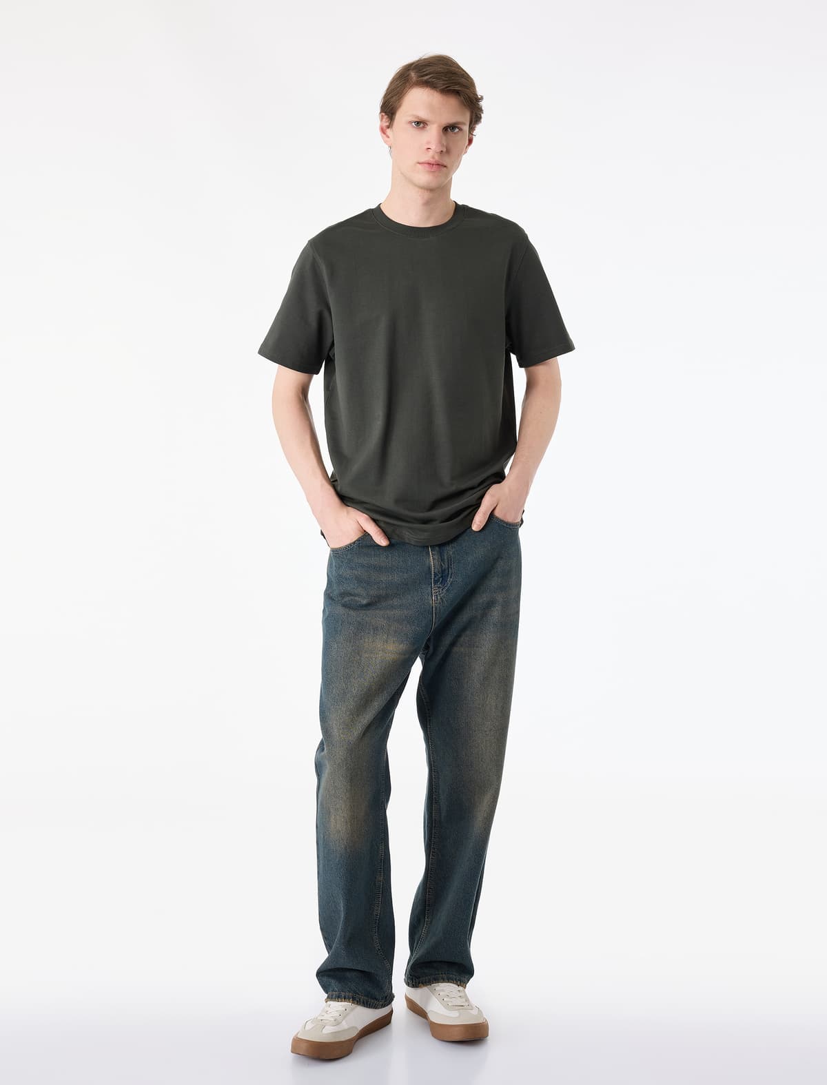 Regular fit Qısaqol Dəyirmi yaxa Pambıq Basic Tişört