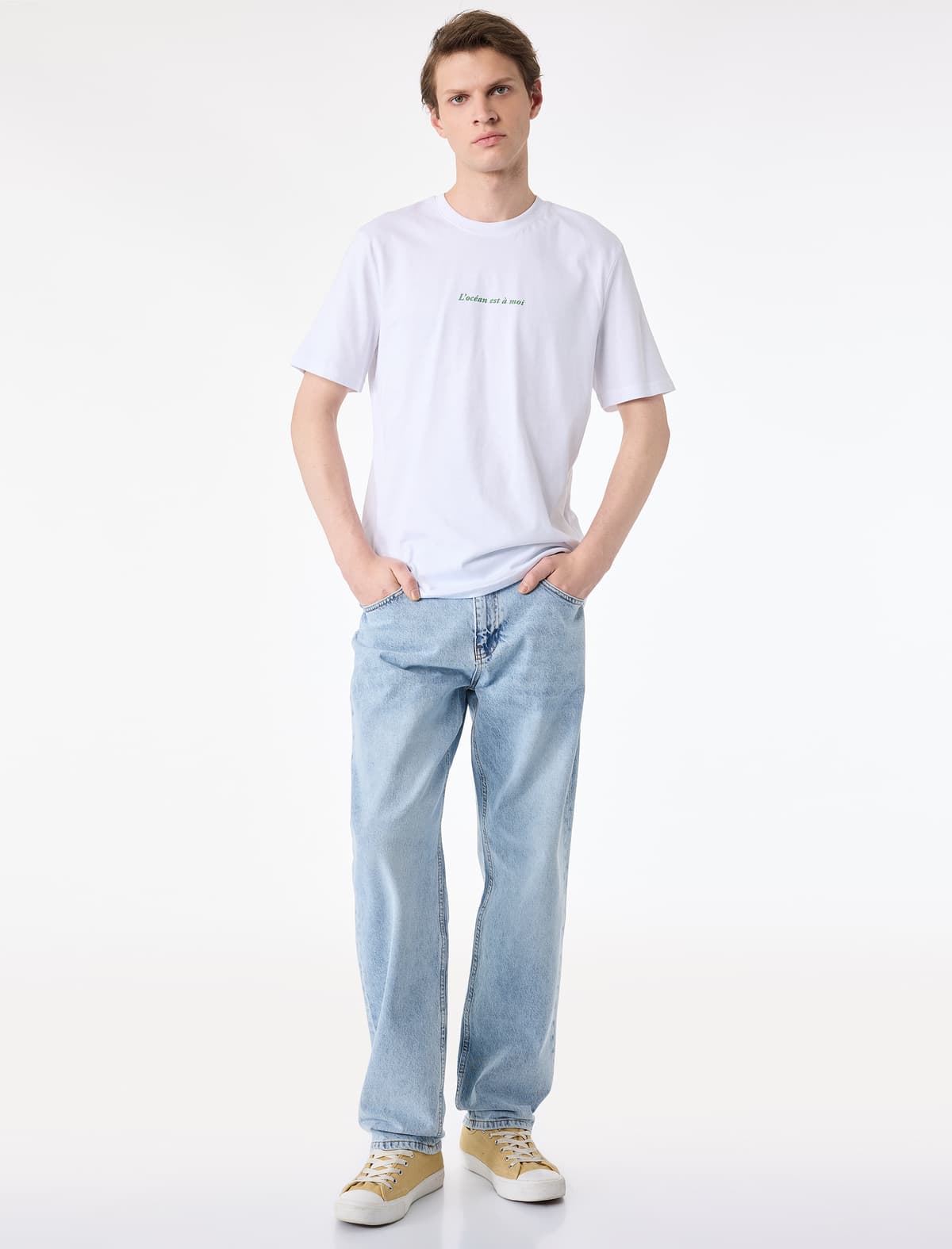 Normal Bel Pambıq Vintage Düz Fit Jean Şalvar