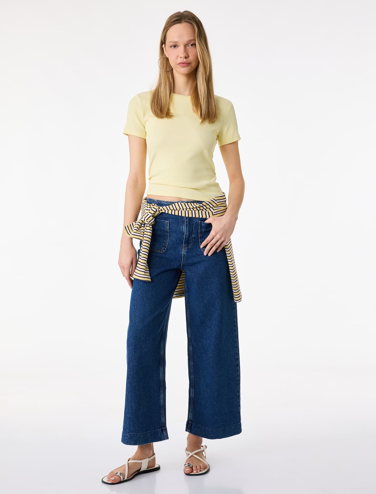 Pambıq Cib Normal Bel Culotte Şalvar - Culotte Jeans