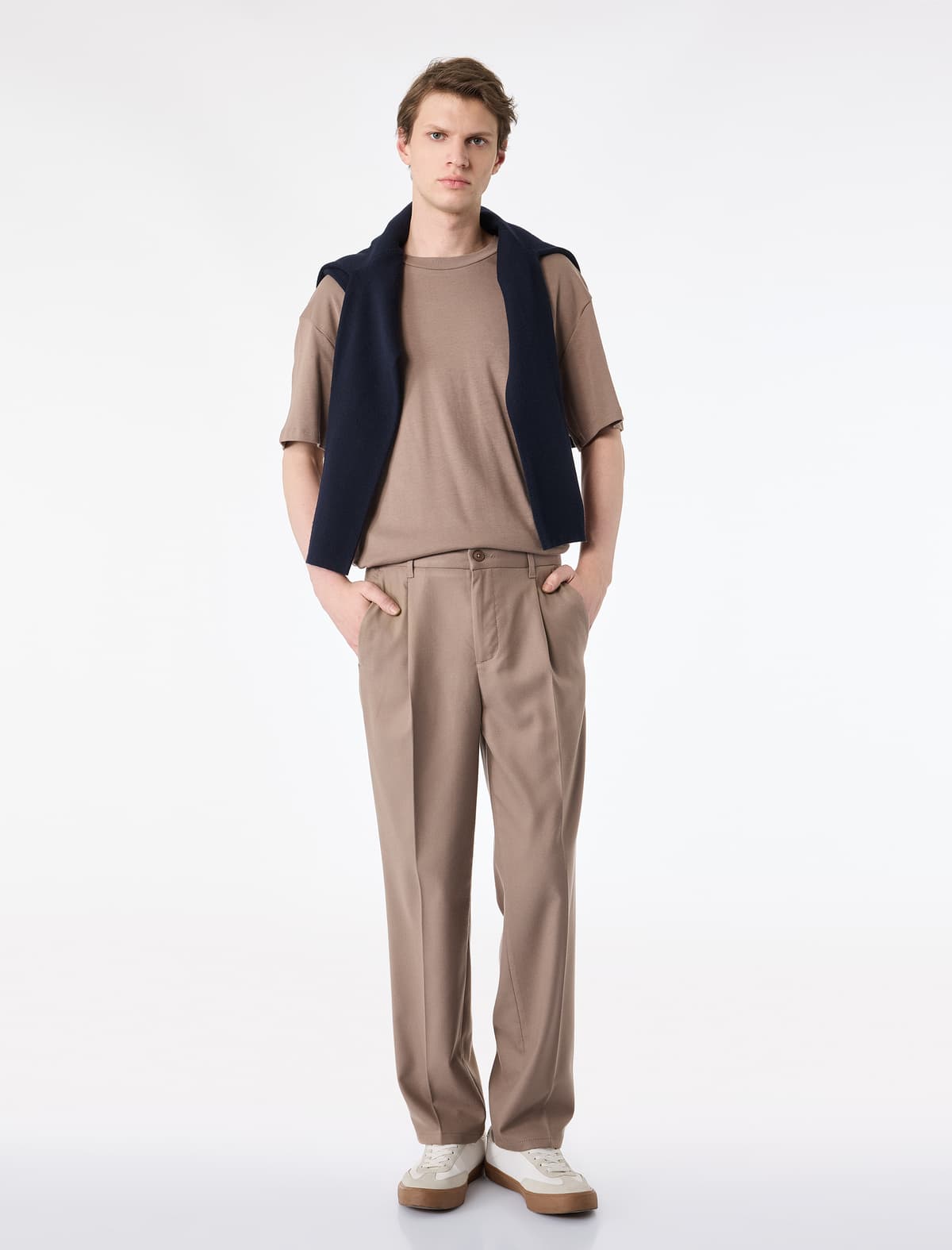 Normal fit Viskoz Qarışıqlı Cib Düyməli Qatılı Parça Şalvar