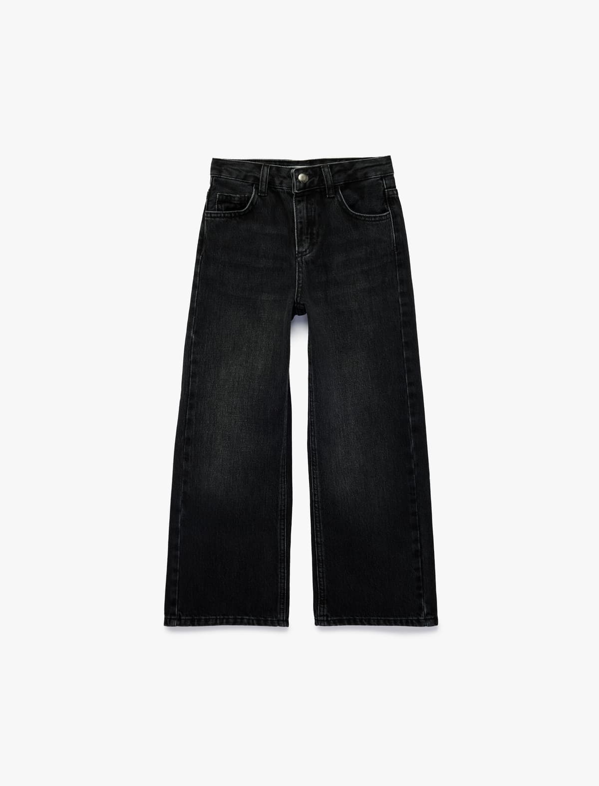 Pambıq Qanadlı Naxış Detaylı Geniş Paçalı Denim Şalvar