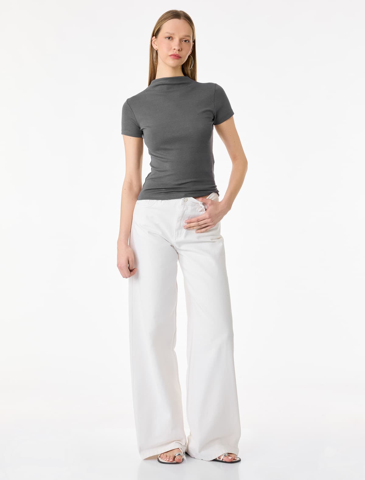 Modal Blend Slim fit Qısaqol Yaxalı tişört