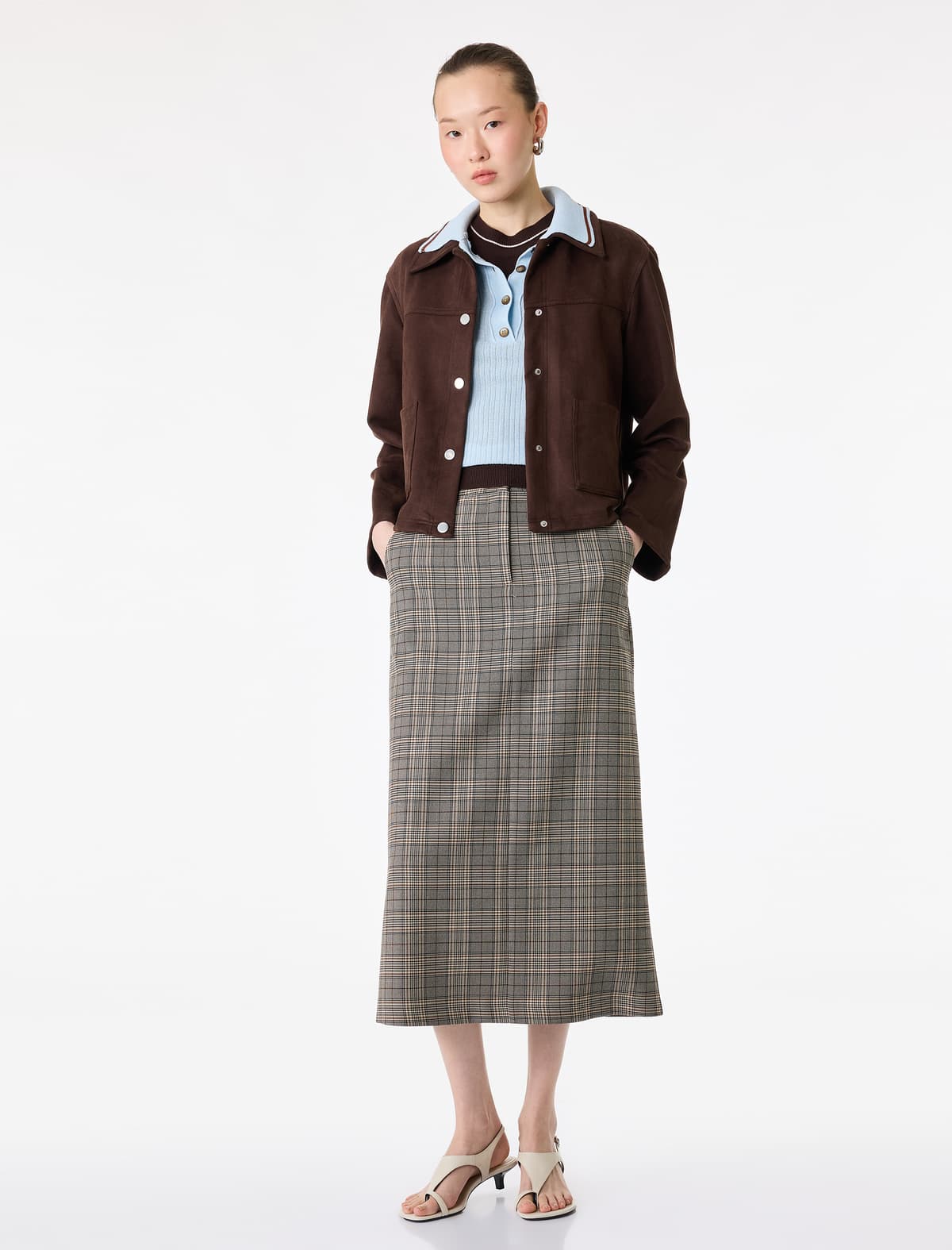 Yarıq Detallı Plaid Qələm Etek