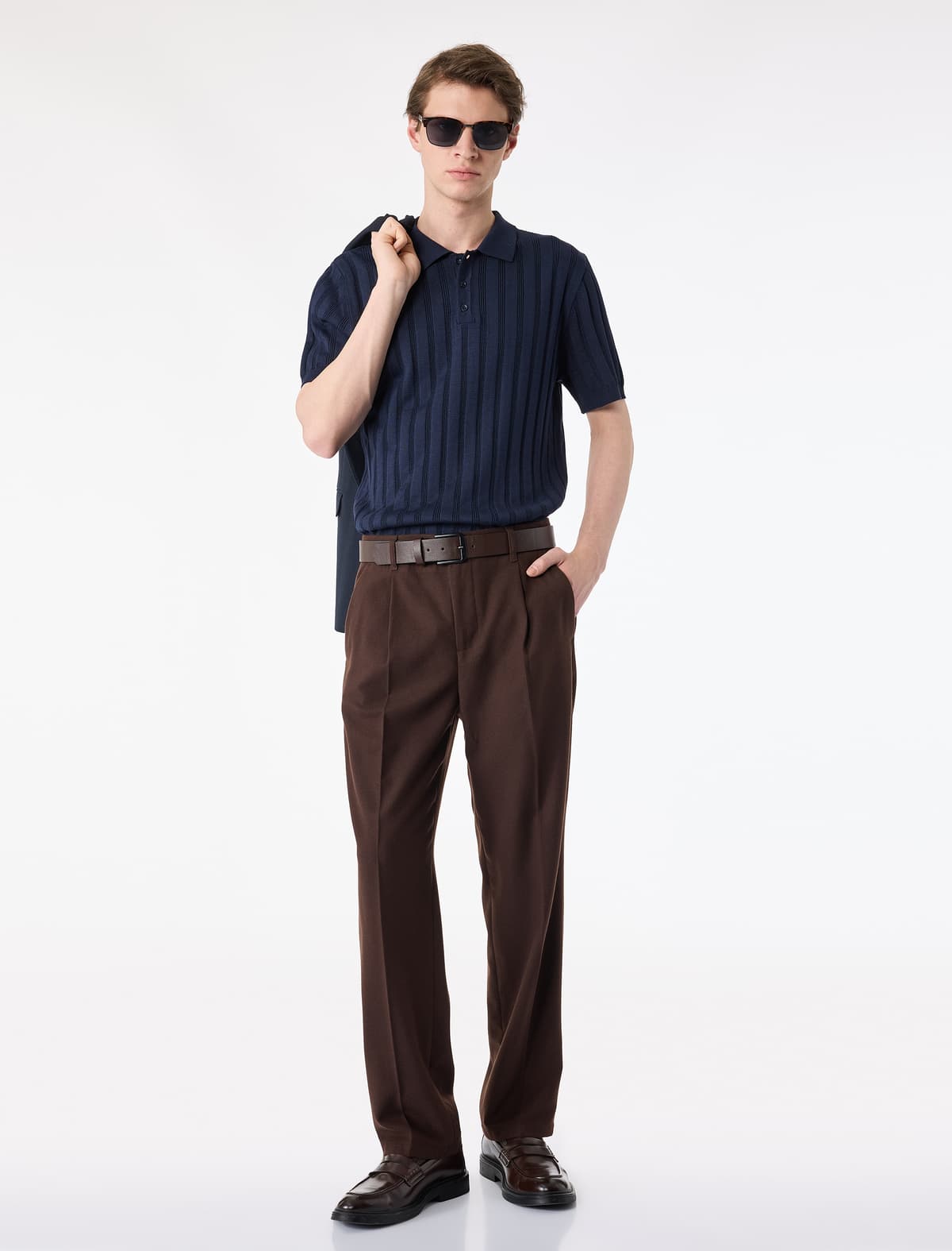 Normal fit Viskoz Qarışıqlı Cib Düyməli Qatılı Parça Şalvar