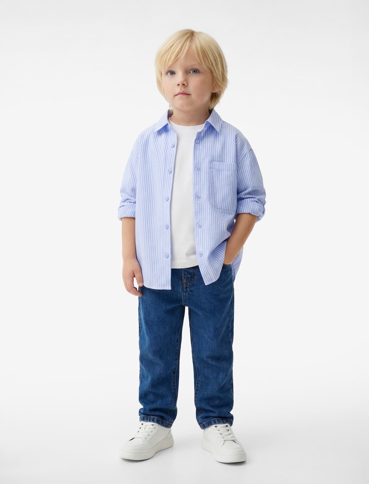 Pambıq Cib Düyməli Denim Şalvar