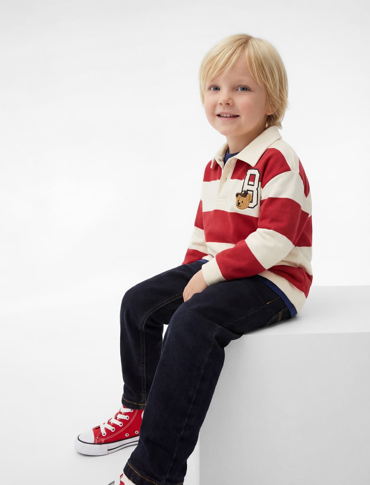 Pambıq Uzunqol Zolaqlı Oversize Polo Yaxalı Sweatshirt