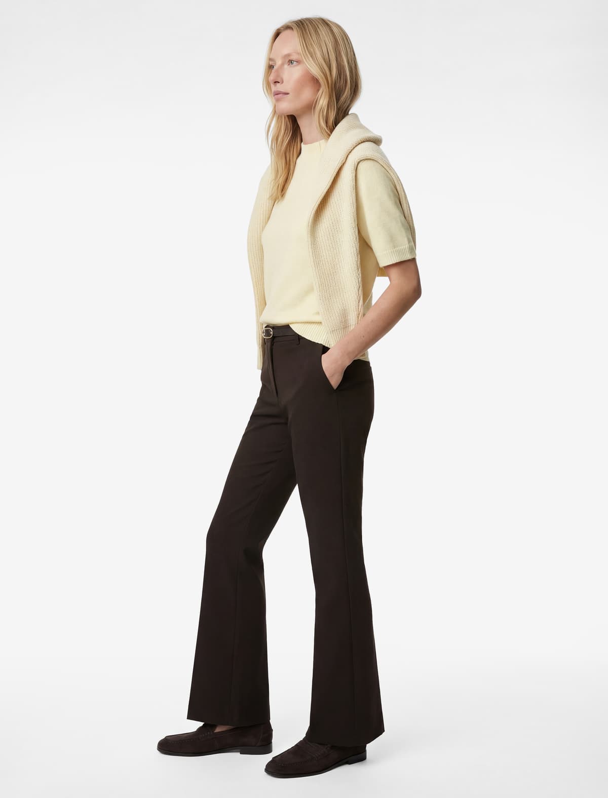 Slim fit Normal Bel Kəmərli Geniş Paçalı Şalvar