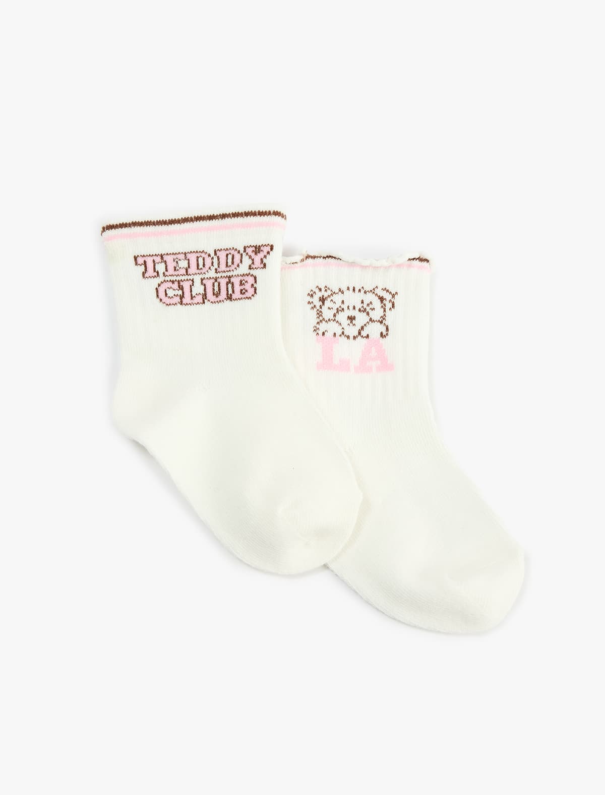 2 pambıq Teddy Bear naxışlı corab dəsti