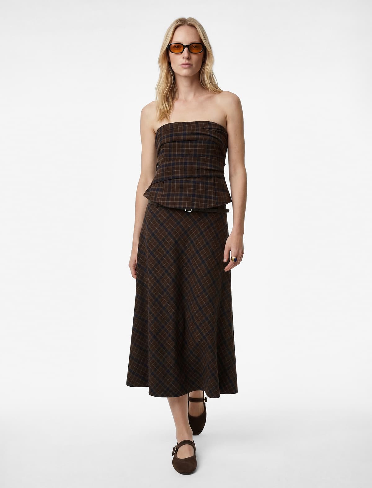 Gimped Drape Detallı Straplez Kroplu Bluza