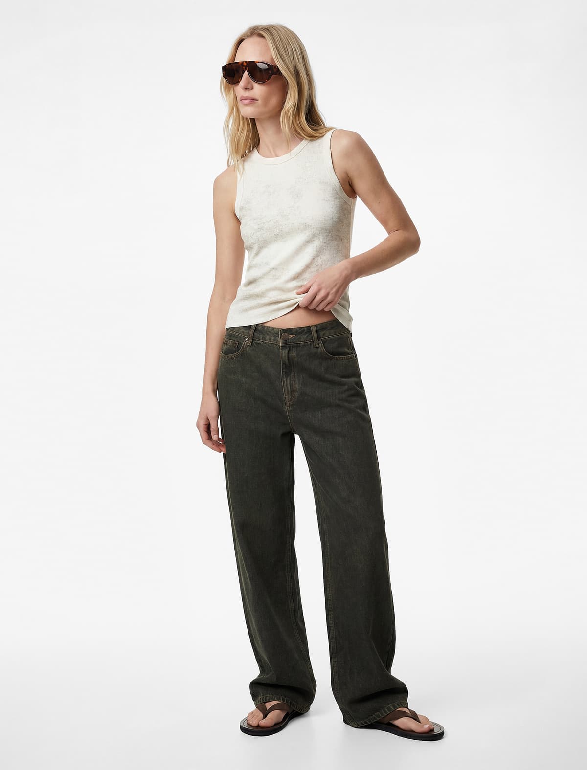 Lurex Abstrakt Çaplı Ekipaj Yaka Slim Fit Qolsuz Bluza