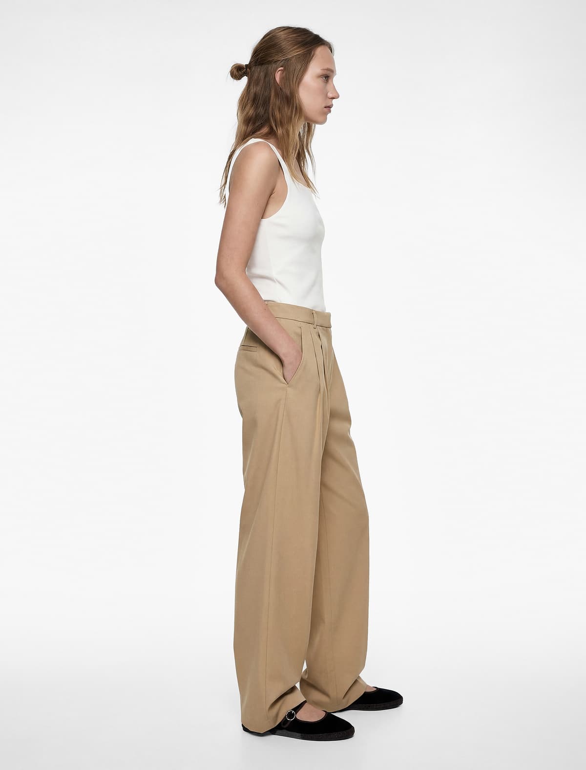 Pambıq Kvadrat Yaxalı Qolsuz Bluza