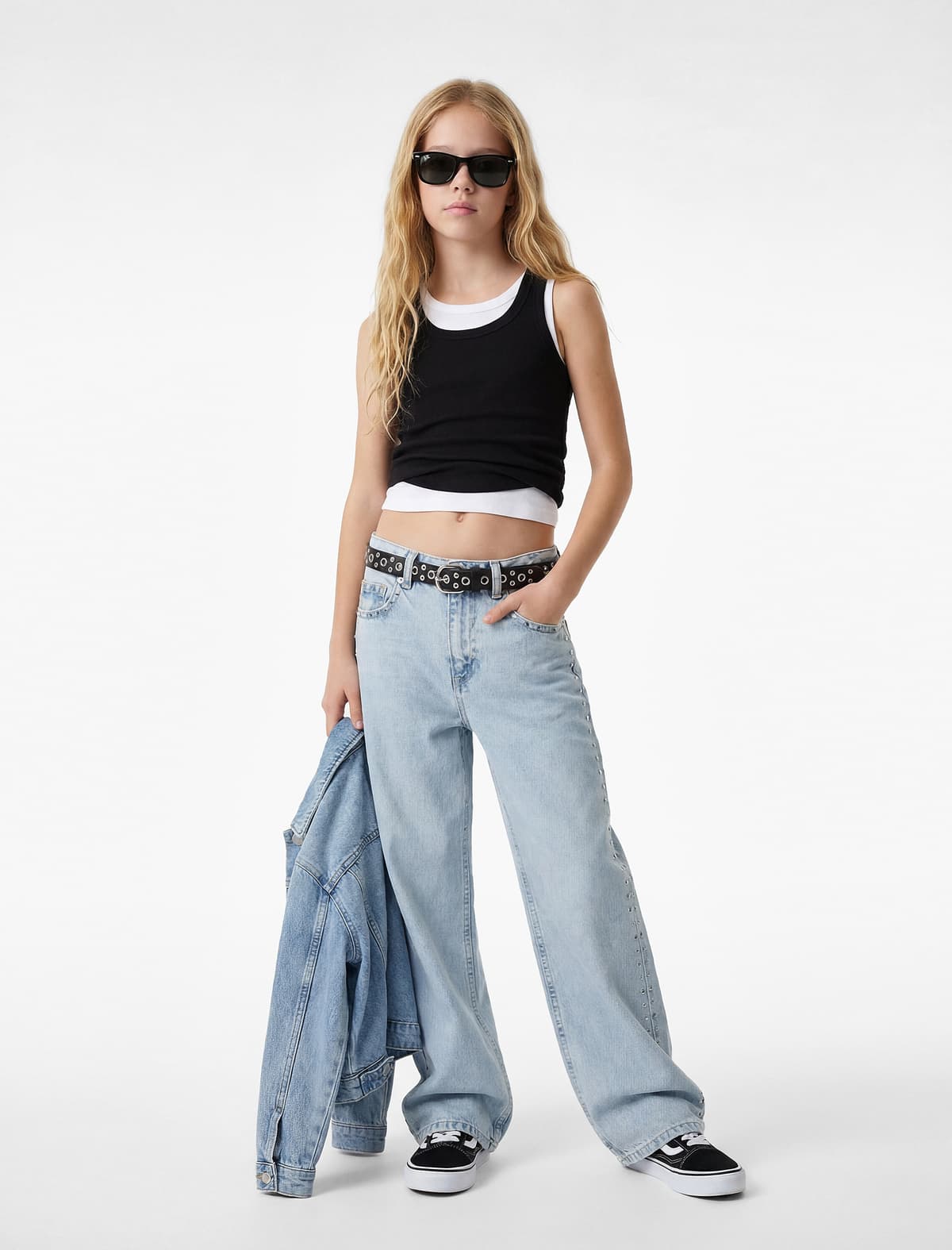 Pambıq Cibli Geniş Ayaqlı Denim Şalvar