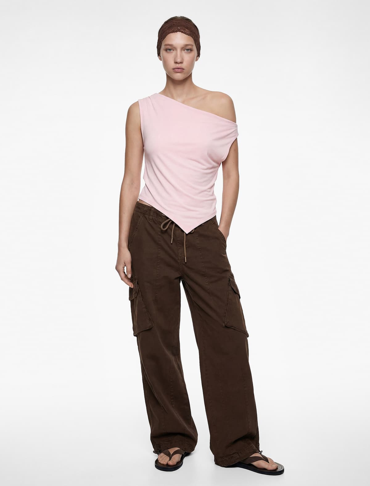 Slim fit Qolsuz Asimmetrik Bluza