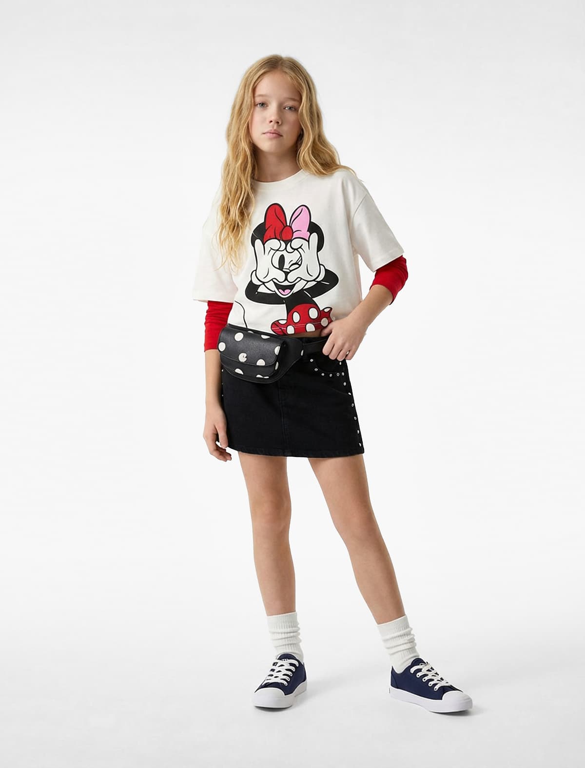 Minnie Mouse Çaplı Qısaqol Pambıq Lisenziyalı Bitki T-shirti