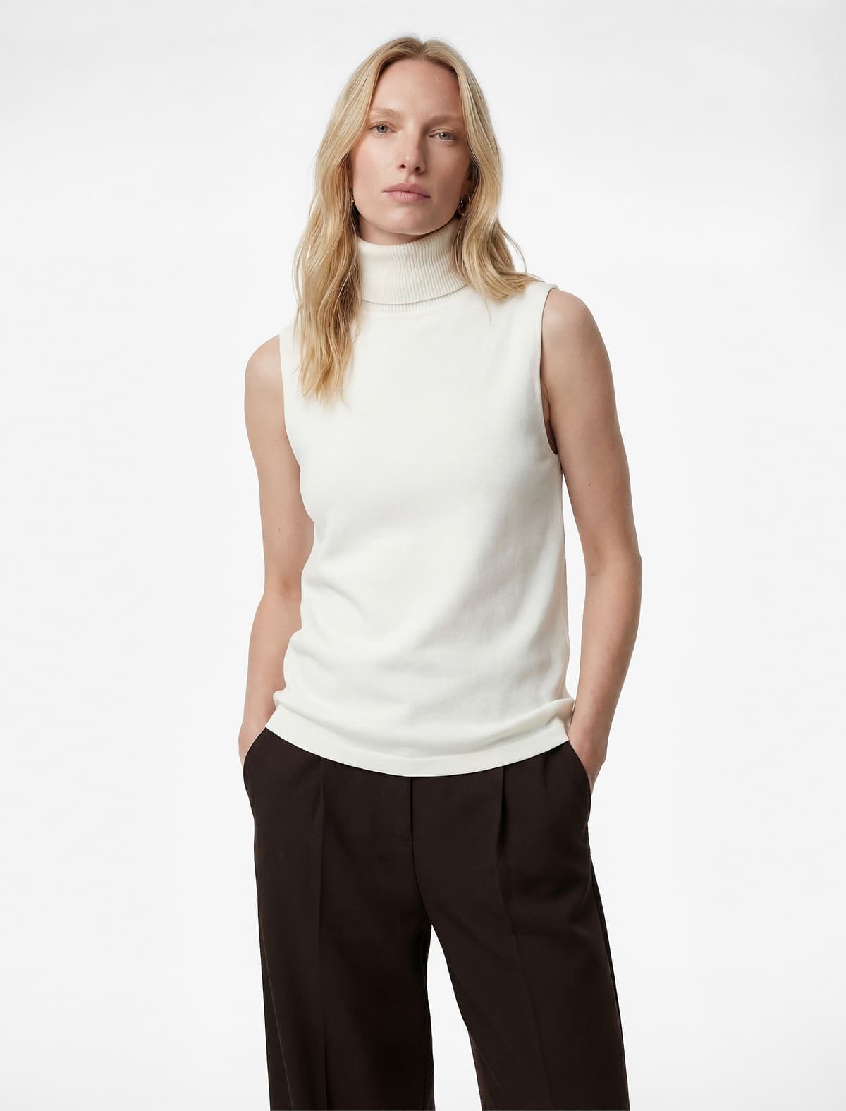 Qolsuz Turtleneck Trikotaj Üst