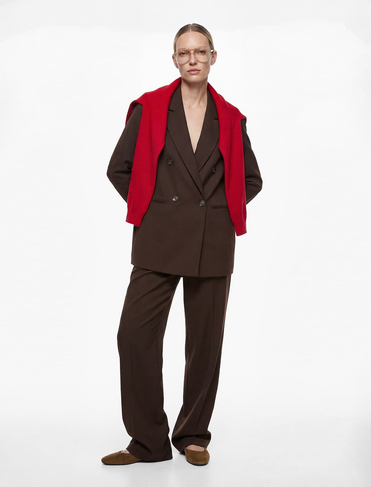 Düyməli Uzunqol Qoşa Döşlü Cibli Blazer Gödəkçə