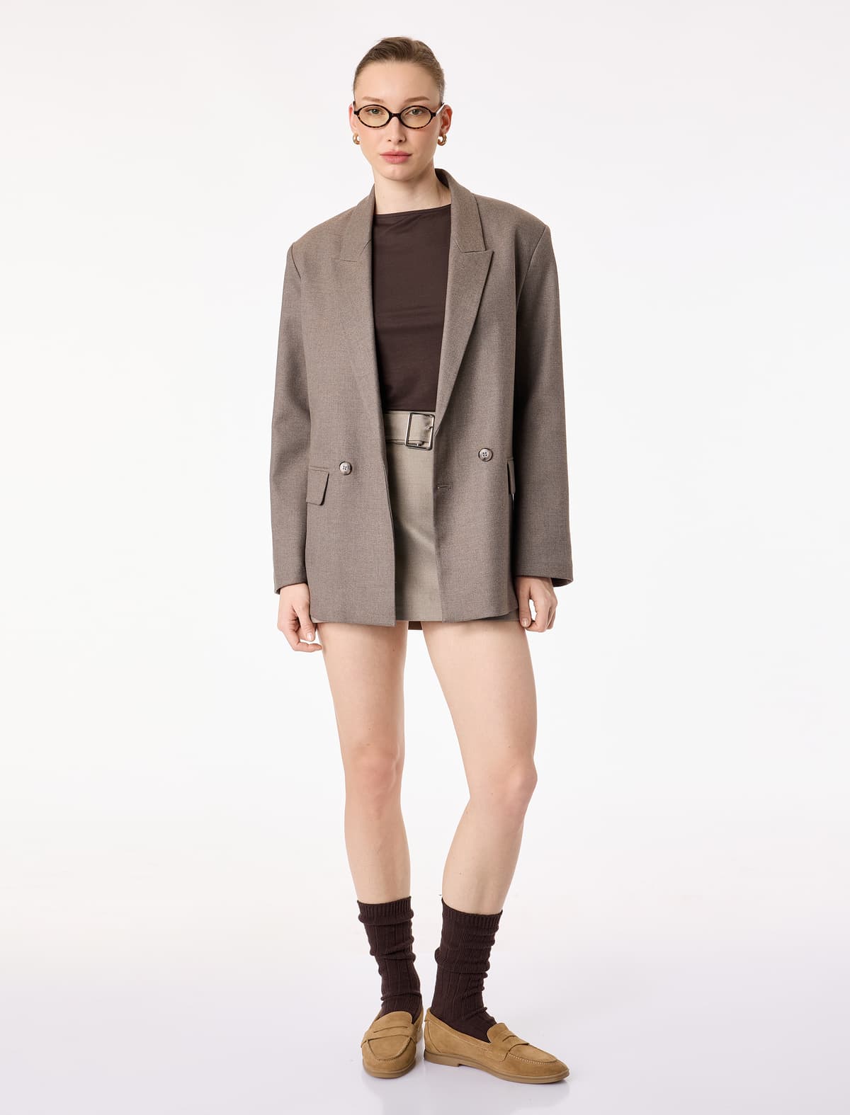 Normal fit Kəmərli A-Line Mini Etek