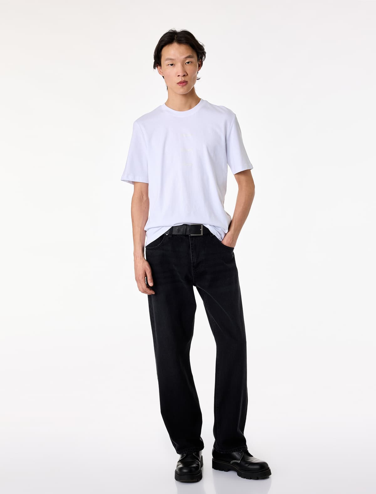 Normal Fit Crew Yaka Pambıq Çaplı Qısaqol Tişört