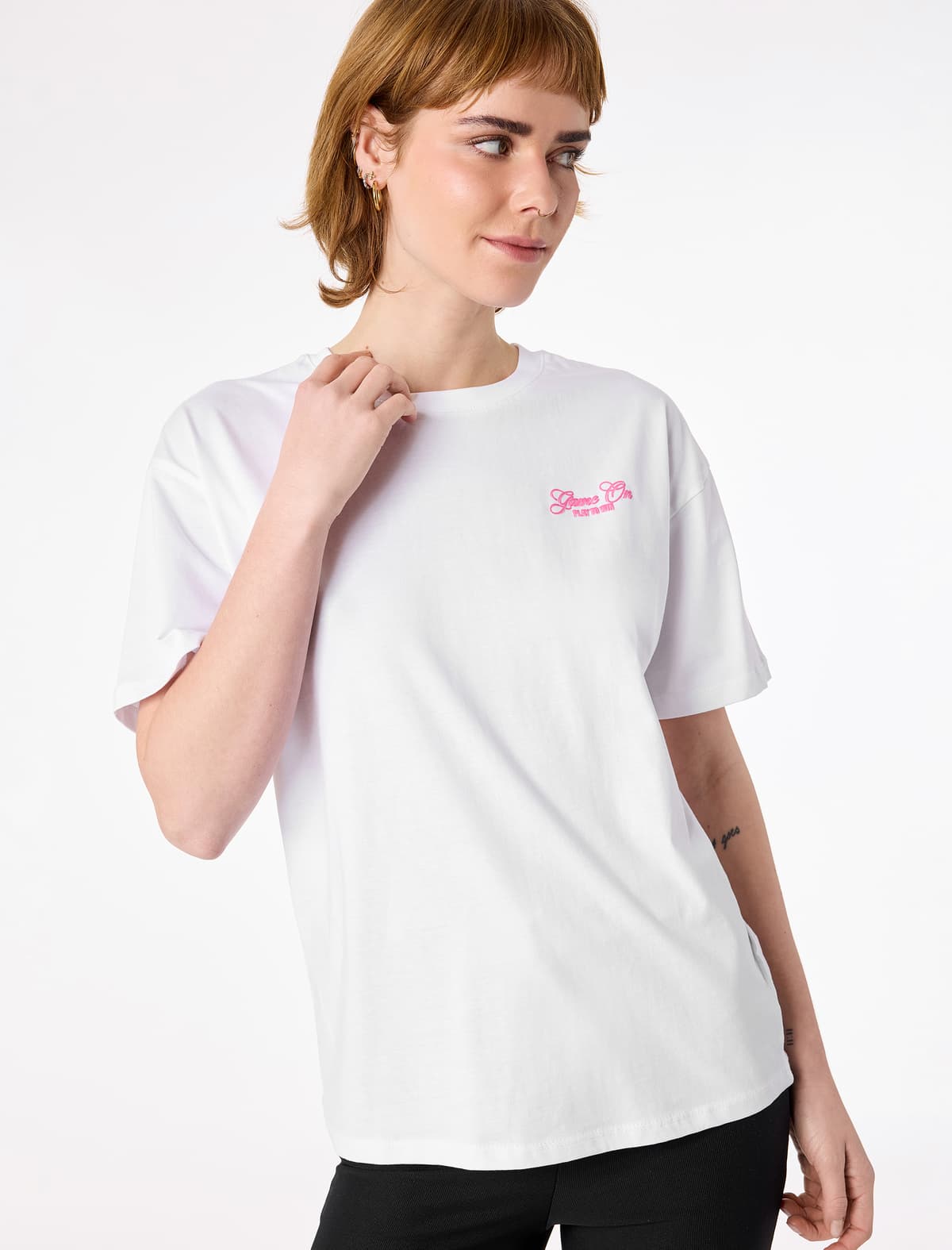 Rahat Fit Crew Yaka Qısaqol Arxa Çaplı Tişört