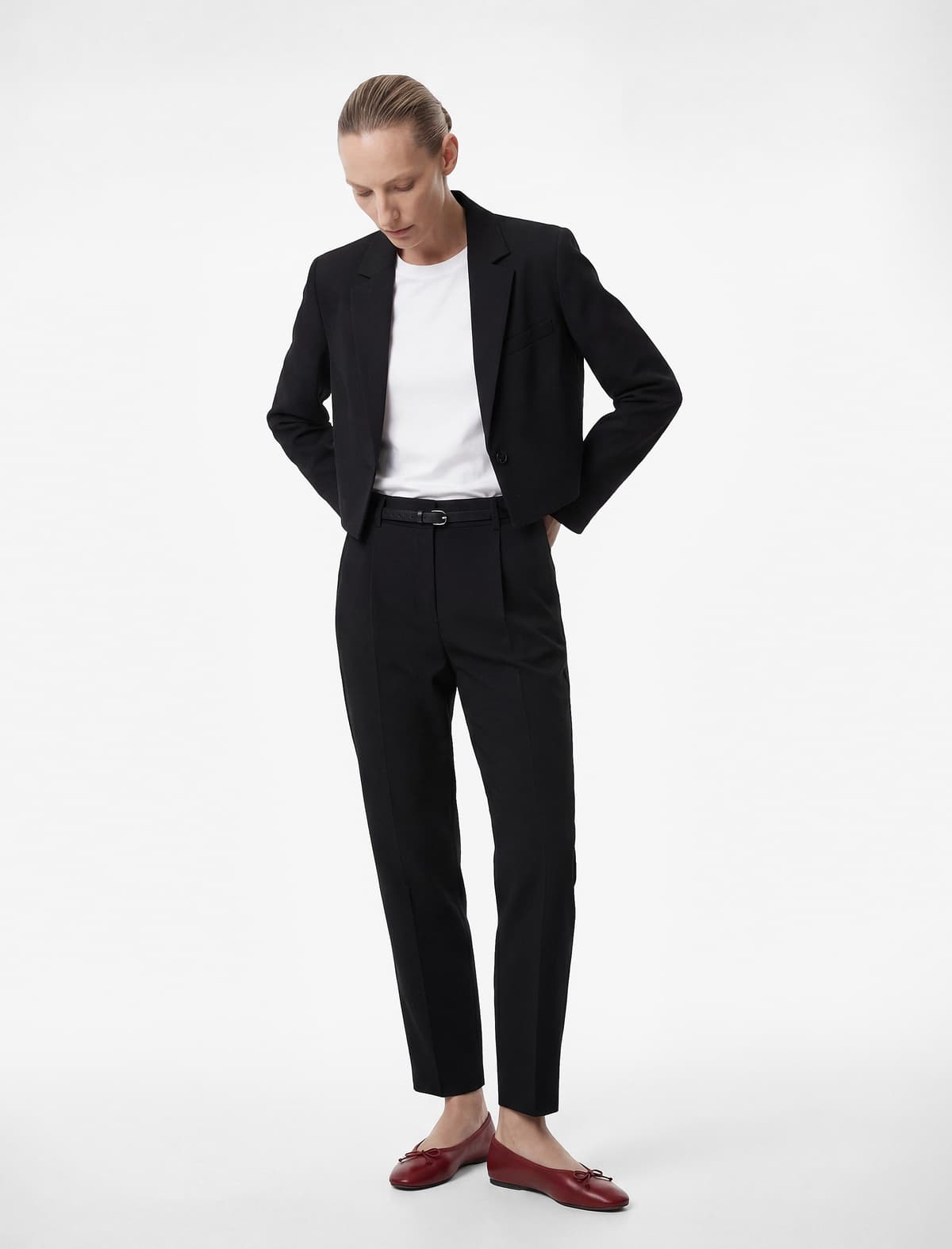 Normal Bel Düz Paçalı Kəmər Detaylı Slim fit Siqaret Şalvar