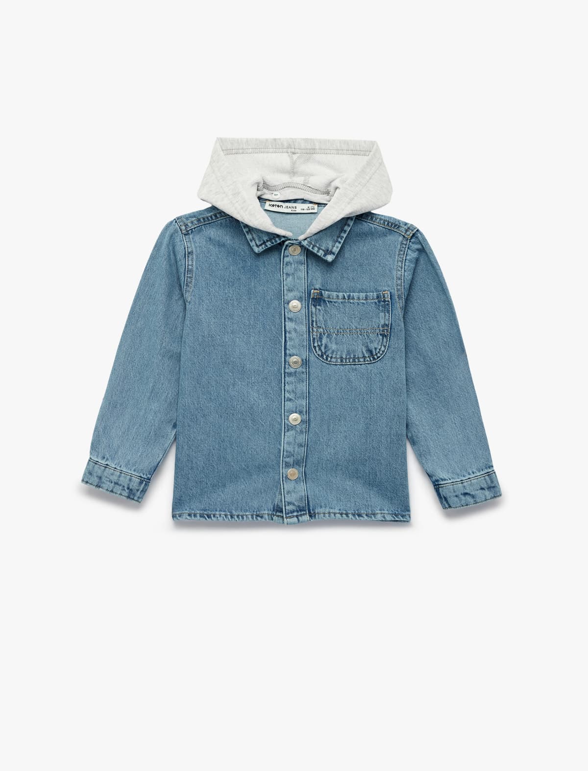 Pambıq Cibli Uzunqol Çıxarıla bilən Kapşonlu Denim Gödəkçə