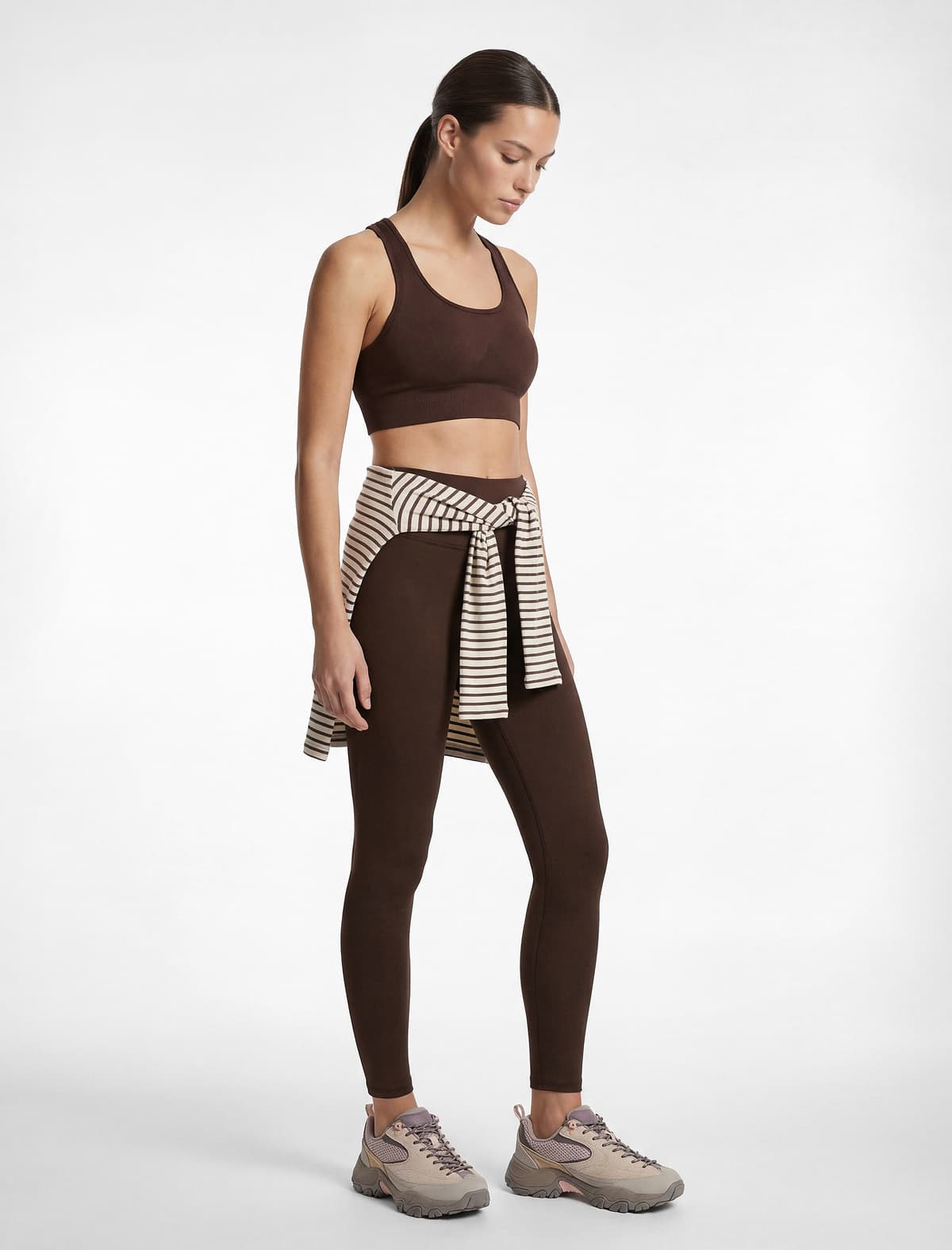 Yüksək Bel Slim fit Interlock İdman Tayt